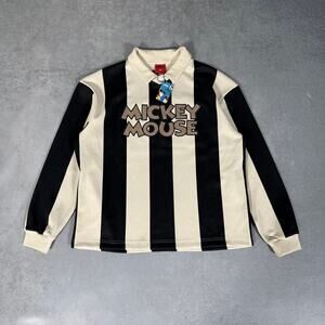 Disney Mickey Mouse Soccer Jersey Black Cream Stripe - Size: L